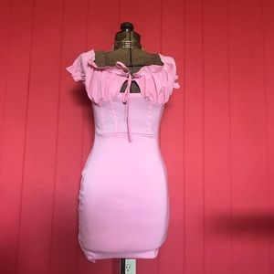 NWT PrettyLittleThing pink Bardot dress (UK) 6